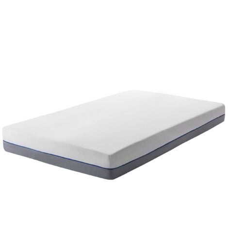 EU Small Single Hard Mattress 2ft6 White Grey Foam Filling Polyester Cover Glee