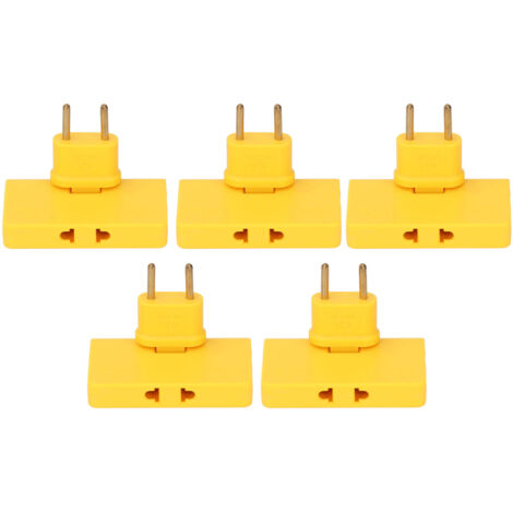 EU-Steckdosenadapter (1 auf 3), 5-teilige kabellose Steckdosenleiste (180°), 110–250 V, Gelb