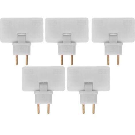 EU-Steckeradapter, 110–250 V, 5 Stück, 180° drehbarer Steckeradapter, 1-zu-3-Steckeradapter (Weiß)