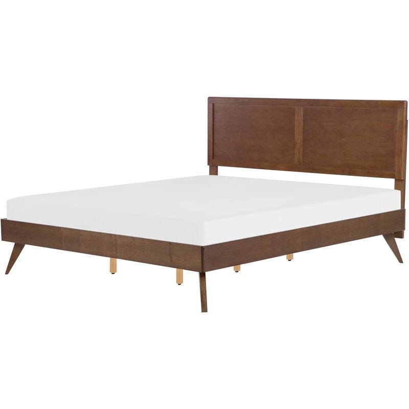 Modern eu Super King Bed Frame 6ft mdf Headboard Slatted Dark Wood Istres