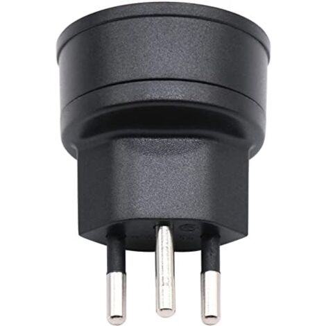 EU to Switzerland / Liechtenstein 2 Pin Adapter DE/FR/IT/ES 3 Pin Connector for France / Germany Visitor (1 Piece, Black)