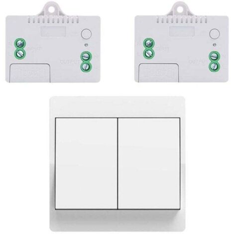 EU Wireless Switch Kit, Battery-Free, Self-Powered Wireless Two-Way Switch, Wireless Radio Remote Control Switch for Home Lighting (EU 2Gang 1V2A)