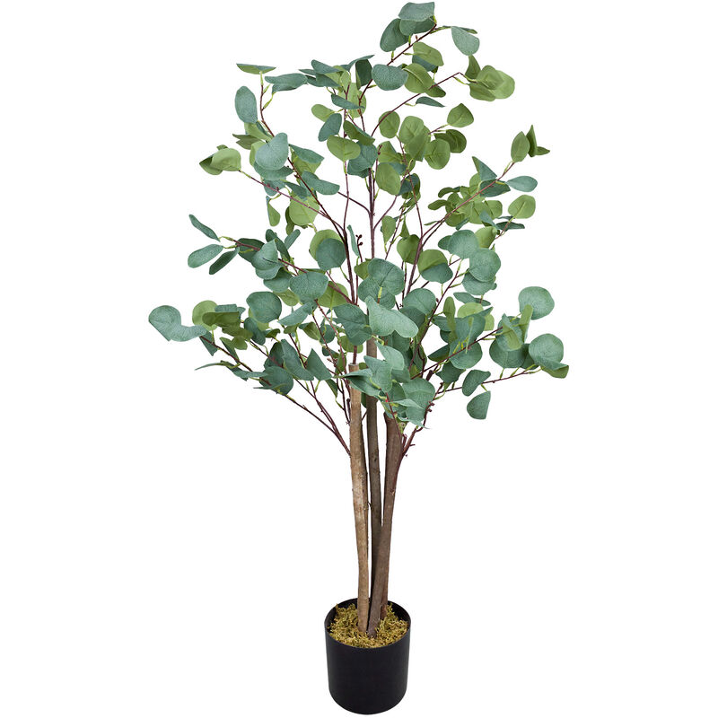 Decovego - Eucalyptus Plante Arbre Artificielle Plastique 120 cm avec Bois Véritable