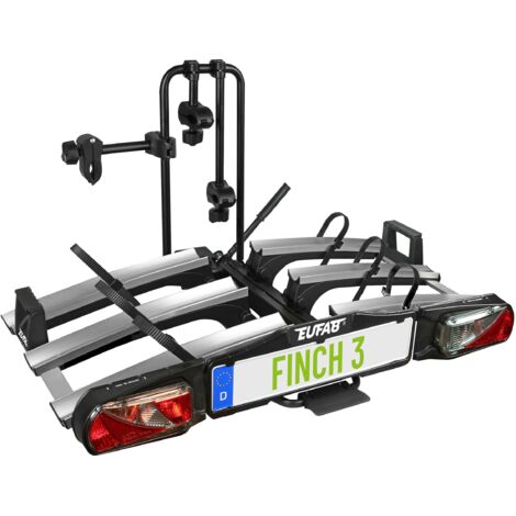 Eufab – Porte-vélos plateforme 3 vélos – Charge utile 60 kg – Système de basculement à pédale – Compatible vélos électriques