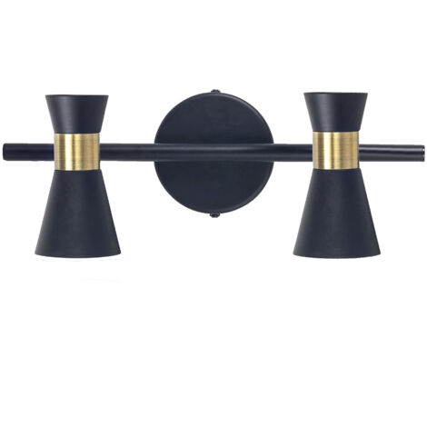 Eufo doppelte schwarze Wandleuchte mit goldenem Finish für GU10-Glühbirne