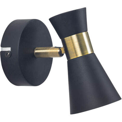 Eufo schwarze Wandleuchte mit goldenem Finish für GU10-Glühbirne
