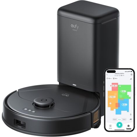 eufy Aspirapolvere robot Clean X8 Pro SES con stazione di svuotamento automatico, aspirazione Twin-Turbine 2×4.000 Pa, spazzola districante attiva, laser iPath contro il pelo animale sui tappeti