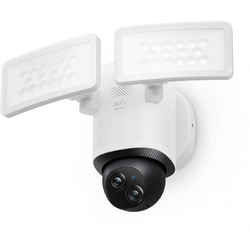 Eufy Security Caméra Floodlight E340 Filaire, panoramique à 360° et Inclinaison, Wi-FI Double Bande, Double caméra, Compatible HomeBase 3, Stockage