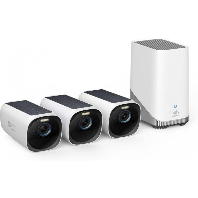 Eufy - Security Cam S330( Cam 3), Camera Surveillance WiFi, Camera Solaire, Résolution 4K, Panneau Solaire Intégré, Vision Nocturne Couleur, Pas de