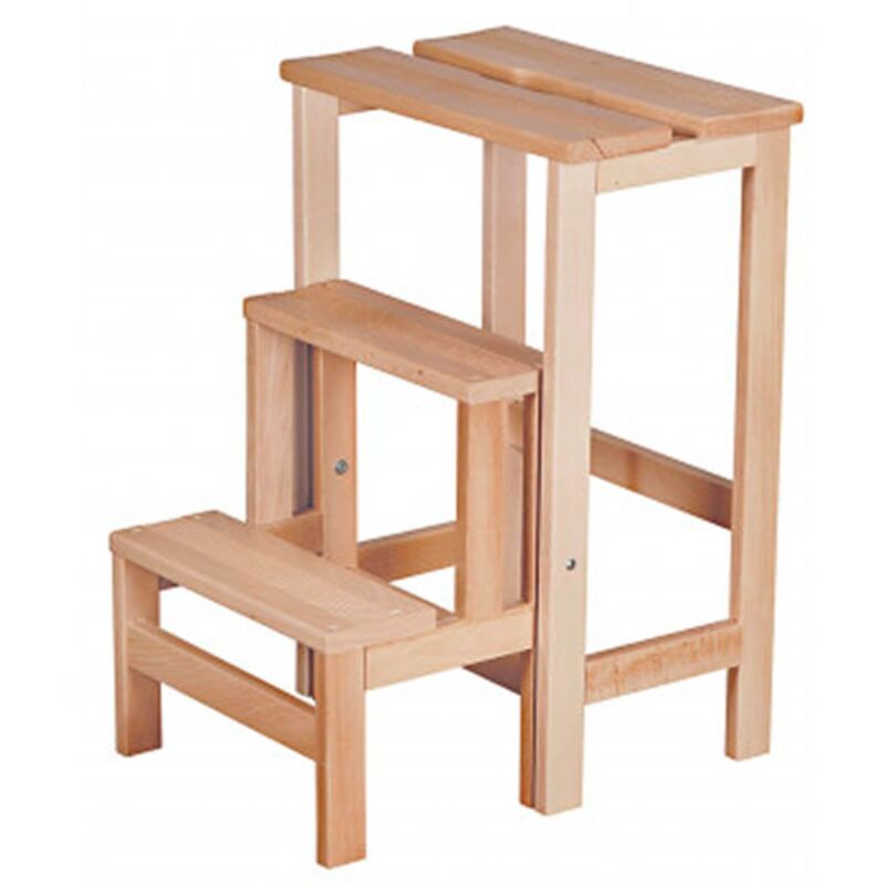 Eugene - Tabouret Escabeau en hêtre vernis