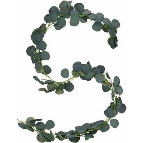 Kunstpflanze Hängepflanzen Efeugirlande für Tischdeko Hochzeit Garten Party Alishomtll 2 x 2M Efeu Girlande Silberdollar Eukalyptus Künstlich