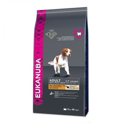 EUKANUBA Trockenfutter für Hunde, kleine bis mittelgroße Rassen, Lammreis, 12 kg