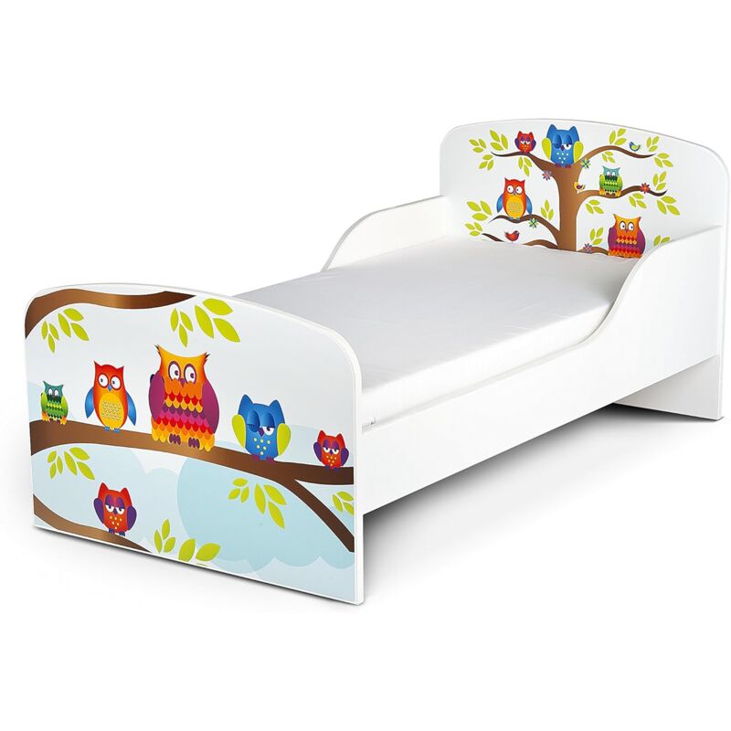 Eulen - Kinderbett mit Matratze und Lattenrost (140/70 cm)