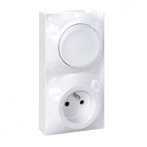 Eur Ohm – Prise de courant 2P+T va et vient vertical – Blanc – Pour installation électrique – Compatible avec tous les intérieurs