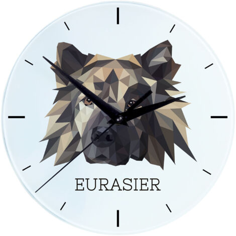 Eurasier, Eurasian - Reloj de pared geométrico con foto e inscripción de Art-Dog