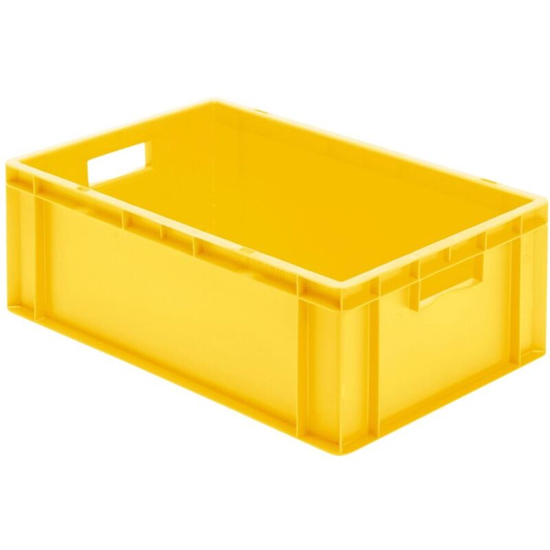 Image of LA-KA-PE Transport-Stapelkasten B600xT400xH210 mm gelb, geschlossen mit Griffloch