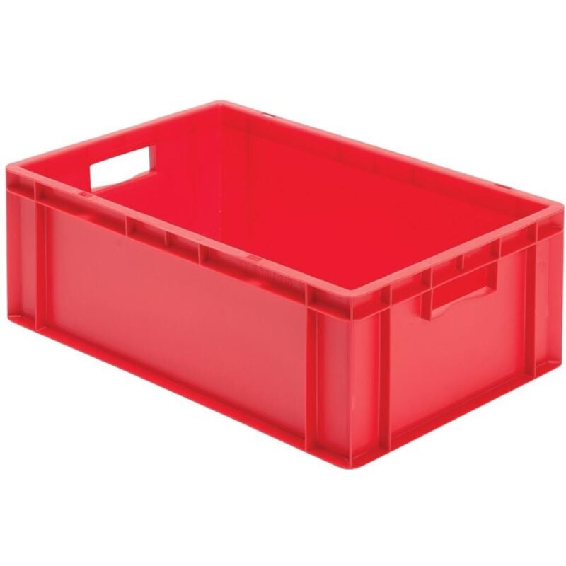 Image of Certeo - la-ka-pe Transport-Stapelkasten B600xT400xH210 mm rot, geschlossen mit Griffloch