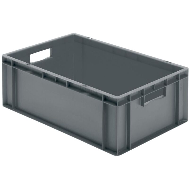 Image of Certeo - la-ka-pe Transport-Stapelkasten B600xT400xH210 mm grau, geschlossen mit Griffloch