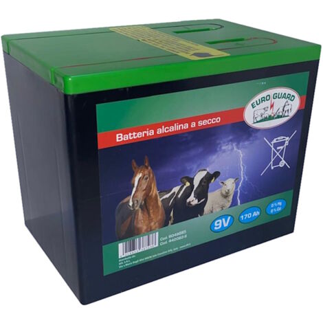 Euro Guard Batteria alcalina a secco per recinti elettrici 9 Volt 170 Ah