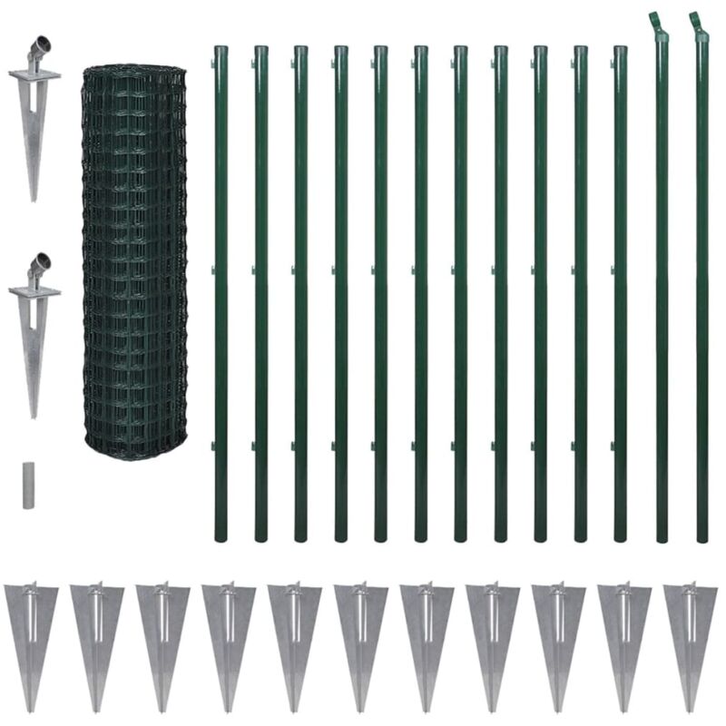 

vidaXL Euro Valla de acero verde 25x1,7 m - Verde