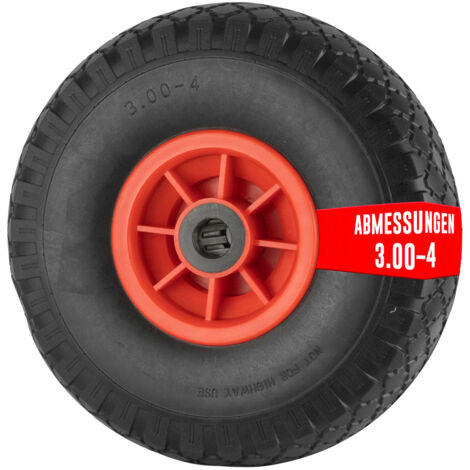EURO VANADIUM - 260 mm (3,00/4) pannensicheres Rad mit Mittelachse und 20 mm Bohrung für Sackkarre und Rollwagen