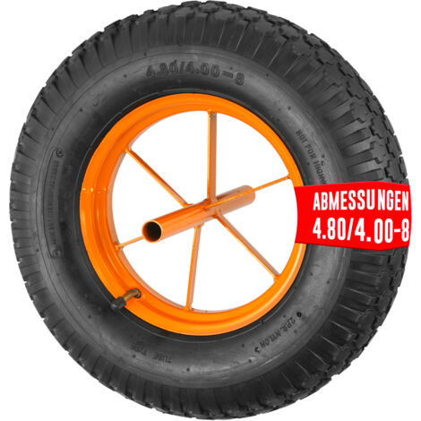 EURO VANADIUM - Aufgeblasenes Schubkarrenrad mit 380 mm Durchmesser und Achse mit 20 mm Durchmesser