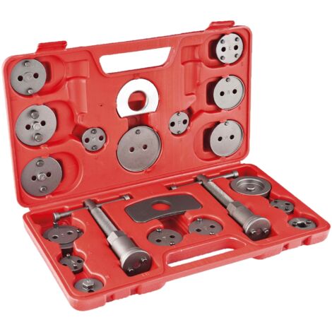 Euro Vanadium – Coffret repousse piston de frein avant/arrière 22 pièces – 21 adaptateurs compatibles – Outil professionnel pour démontage rapide