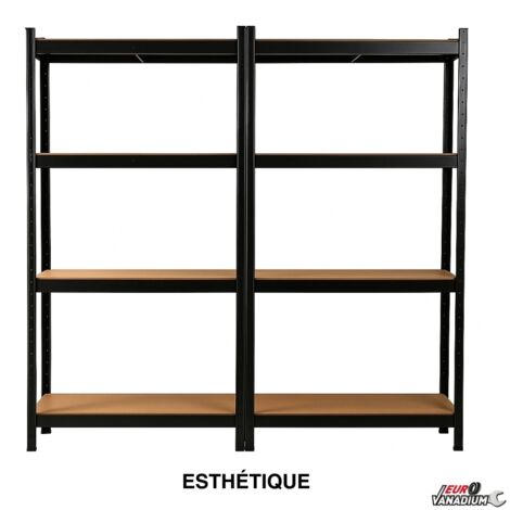 EURO VANADIUM - Etagère pour charges lourdes, 160 x160 cm, Capacité 640 kg - Etagère de rangement Modulable - 40 cm - Noir