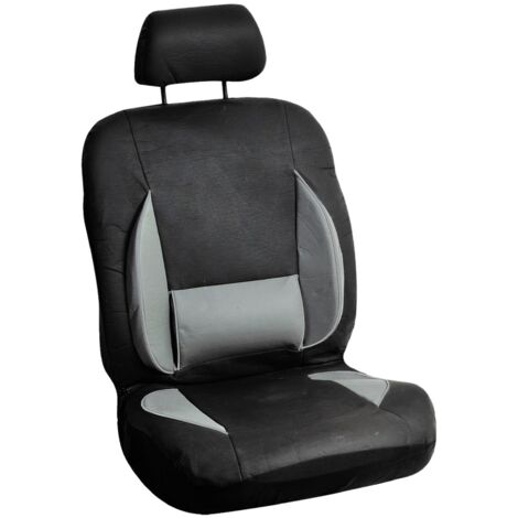 Euro Vanadium – Housse de siège auto avant – Protection en polyuréthane – Dimensions assise 50x47.5cm – Gris et noir – Renfort lombaire inclus