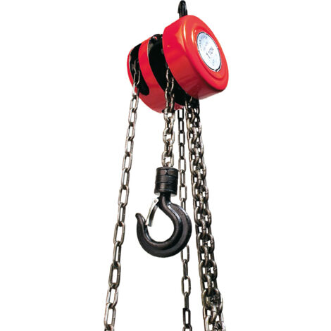 Euro Vanadium – Palan manuel à chaîne 1 tonne – Charge maxi 1 tonne – 3 mètres de chaîne – Crochet orientable avec sécurité – Corps en acier traité