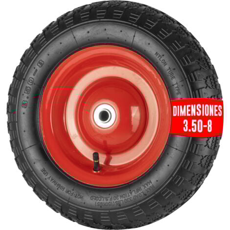 EURO VANADIUM - Rueda inflable de 380 mm con agujero de 16 mm para carretilla