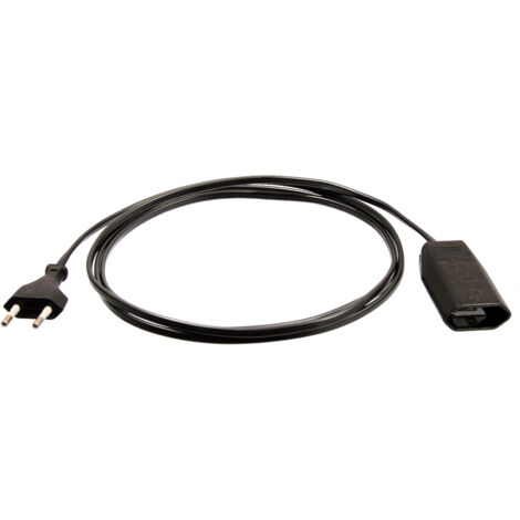 Euro-Verlängerung 230V 3m schwarz H03VVH2-F 2x0,75 IP20