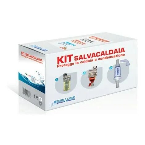 EuroAcque Kit Salvacaldaia 1 Defangatore Filtro Magnetico Dosatore Polifosfati Neutralizzatore Condensa