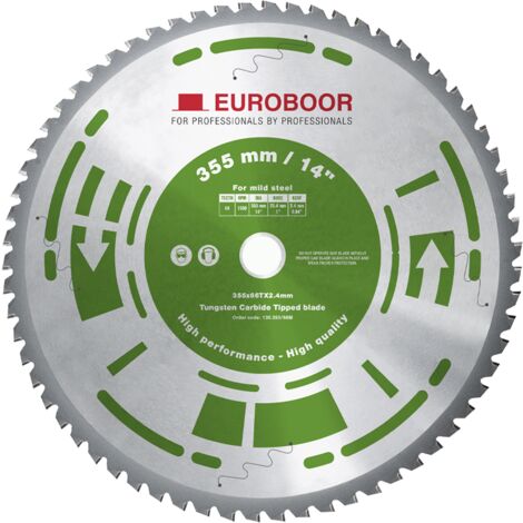 Euroboor 130.355/66M Sägeblatt, 355mm, 66 Zähne, für Stahl & Aluminium, kompatibel mit EDC.355/EDC.135 - Schneller und stärker dank Hartmetall