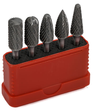 Euroboor RBS.0510 Rotationsfräser-Set – Doppelschnitt - Durchmesser Kopf: 10 mm, Schaft: 6 mm - 5 teiliges Set