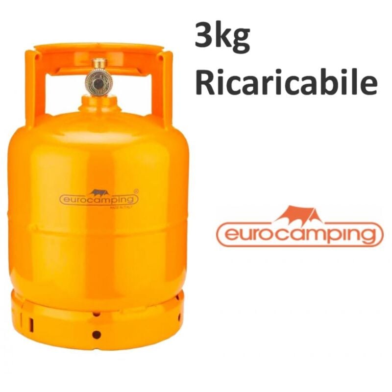 Bombola gas 3 kg propano ricaricabile vuota camping fornello