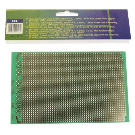 Eurocard a bande cuivree - 100x160mm - fr4 (1pc/bl)
