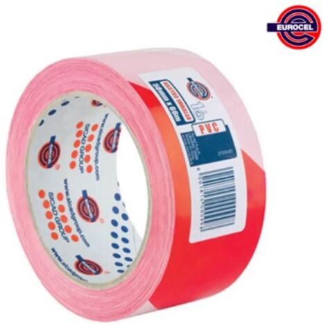 Eurocel Nastro Adesivo PVC 50mm x 66m Bianco/Rosso Resistente Impermeabile