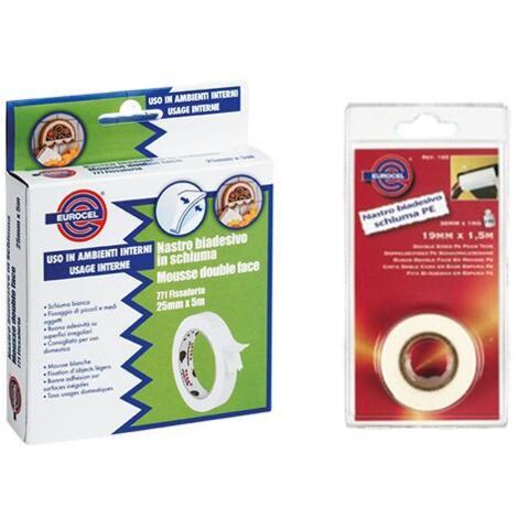 Eurocel Nastro Biadesivo Fissaforte 771 Schiuma PE Bianco 19 mm x 5 m