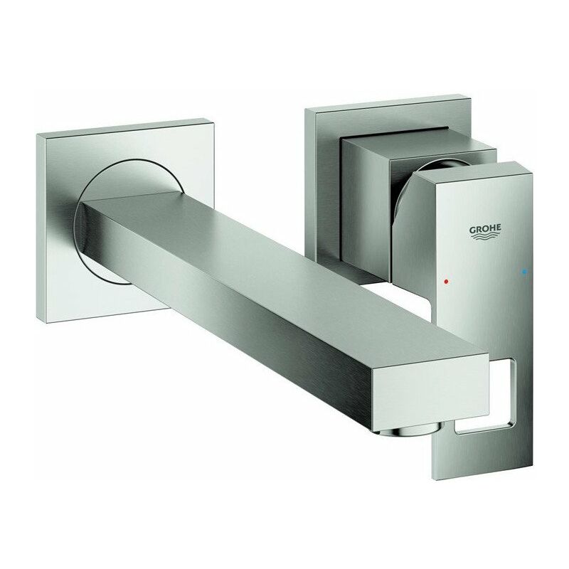 

EUROCUBE Mezclador de lavabo con 2 orificios Montaje a pared acero 231mm