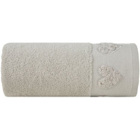 EUROFIRANY ASCIUGAMANO ASSORBENTE KAMILA CON CUORI 50X90CM 100% COTONE GRIGIO