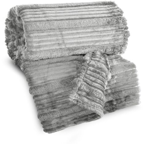 EUROFIRANY CIPEŁY FLEECE-DECKE NINA, GEPRÄGTES MUSTER, 220 x 200 cm, GRAU