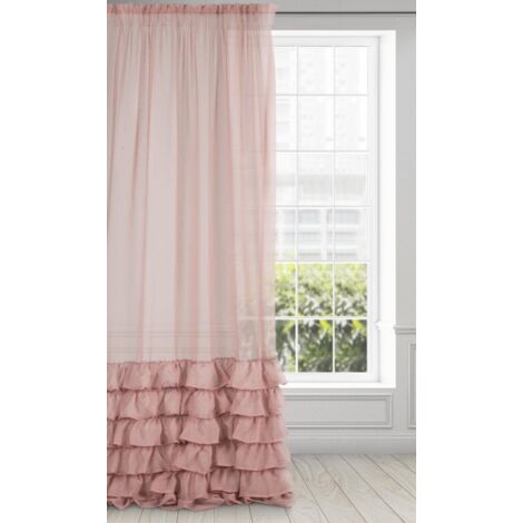 Eurofirany DOLLY Tenda con Fronzoli, Tenda trasparente con Fettuccia Arricciatenda - 1 unità, Tenda Gotica, Tenda per finestra, Camera da letto, Soggiorno, 140x250 cm, Rosa