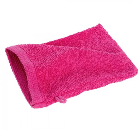 EUROFIRANY Glattes Handtuch, 1 Baumwoll-Waschhandschuh, 16 x 21 cm, Magenta