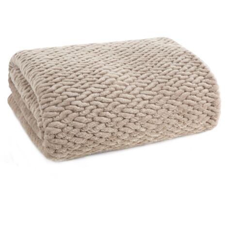 EUROFIRANY Housse de couverture chaude à tissage épais Kayla 130 x 160 cm beige