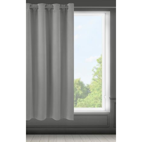Eurofirany LOGAN Tenda Oscurante - 1 Unità, Occhielli , Blocco della Luce, Oscuramento della Stanza, Camera da Letto, Soggiorno, 140x175 cm, Argento