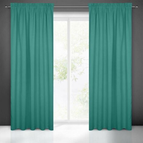 Eurofirany LOGAN Tenda Oscurante Extra Lunga - 1 Unità, Rod Pocket, Fettuccia Arricciatenda, Blocco della Luce, Oscuramento della Stanza, Camera da Letto, Soggiorno, 135x270 cm, Turchese