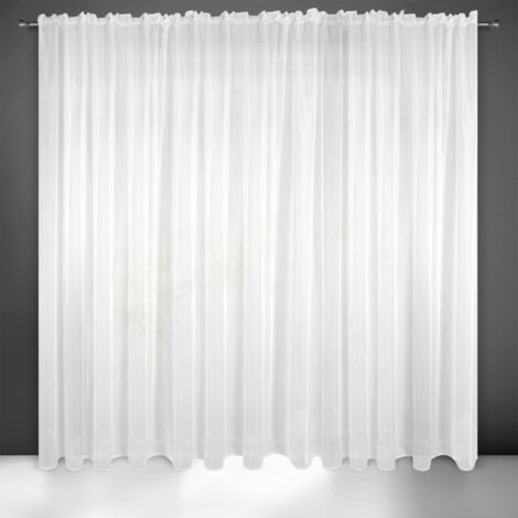 Eurofirany LUCY Tenda in Voile, Tenda Trasparente con Fettuccia Arricciatenda - 1 Unità, Camera da Letto, Soggiorno, Cucina, 400 x 250cm, Bianco