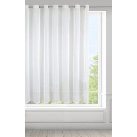 Eurofirany LUCY Tenda in Voile, Tenda Trasparente con occhielli - 1 Unità, Camera da Letto, Soggiorno, Cucina, 350 x 150cm, Bianco