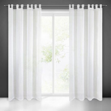 Eurofirany Lucy Voile, Tenda Trasparente con Passanti-1 unità, Camera da Letto, Soggiorno, Cucina, Poliestere, Crema, 140x250 cm